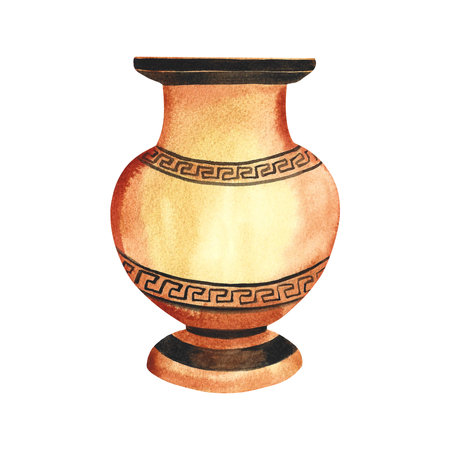 古代ギリシャの陶器の水彩アンティークギリシャの花瓶テラコッタ